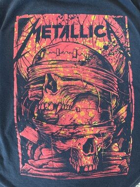 Metallica Men's Black Short Sleeve Tee with Red & Yellow Graphic